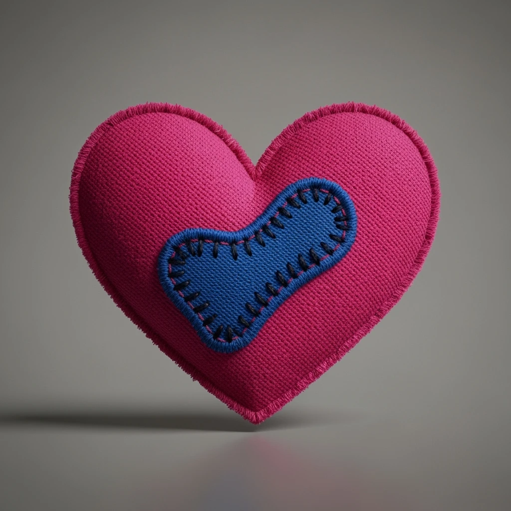 cute emo heart with a stitched patch emoji