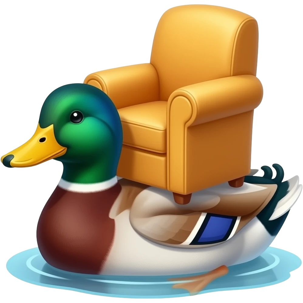 a small armchair riding a duck (the large armchair is on top of the duck) emoji