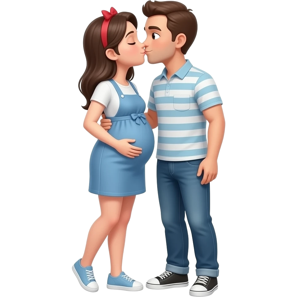 pregnant man emoji with another man standing next to him they the man is pregnent are kissing emoji