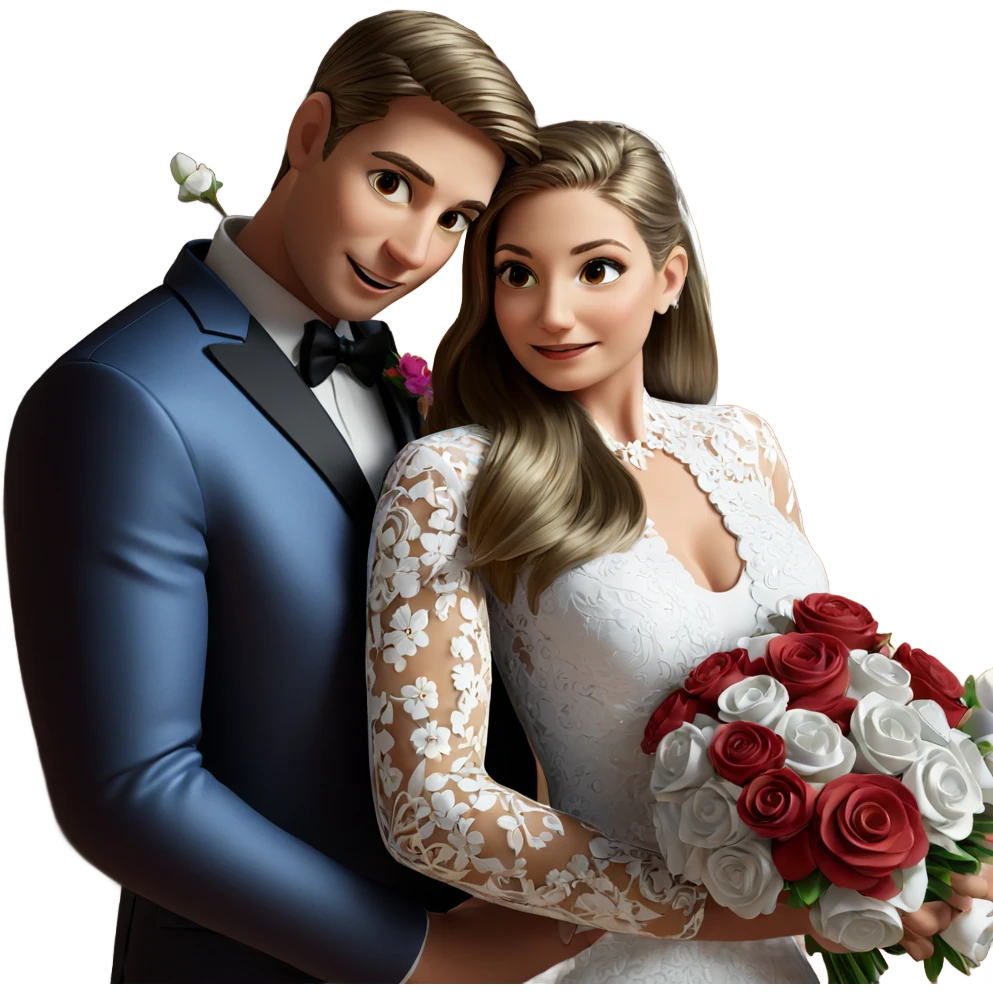 wedding couple with flowers emoji