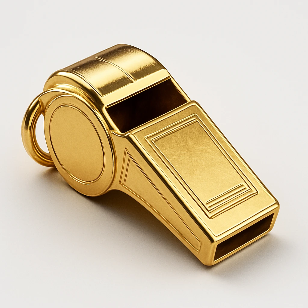 a gold whistle, simple and clear emoji