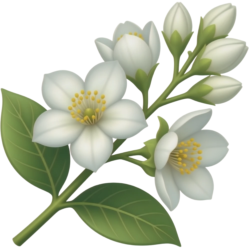 Pixel art, white jasmine flowers on a branch emoji