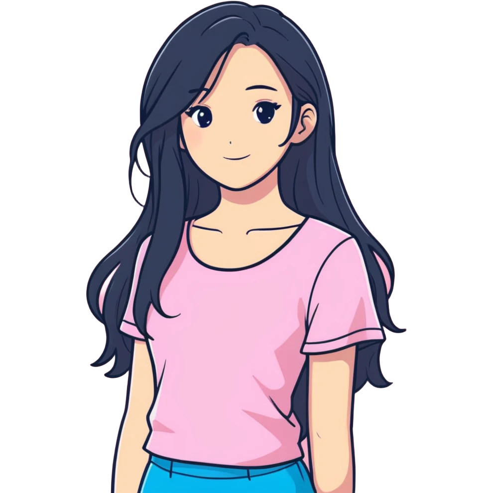Girl with pink top that has long hair emoji