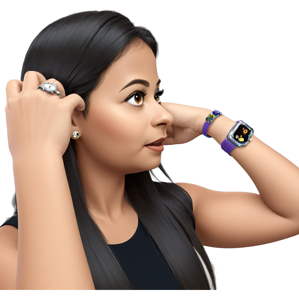 profile of girl with watch emoji