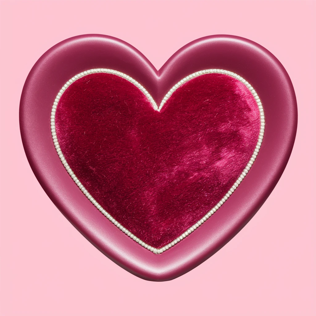 heart with a velvet flocked center emoji