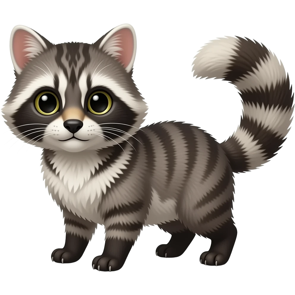 Cute realistic Ring-tailed cat-Cacomistle-raccoon-snow-ermine-panda-animal-hybrid emoji