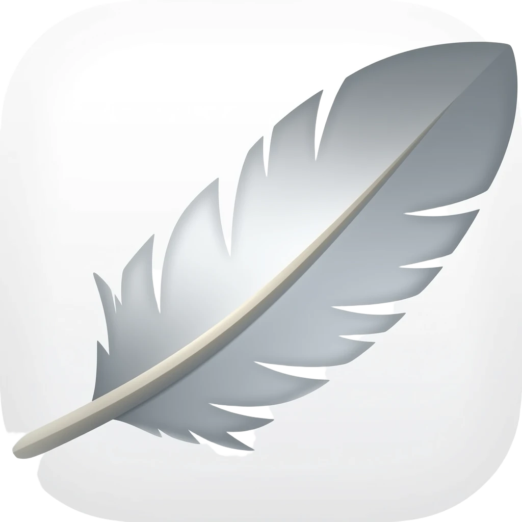 show an agility icon of a sleek feather with little detail - no background emoji