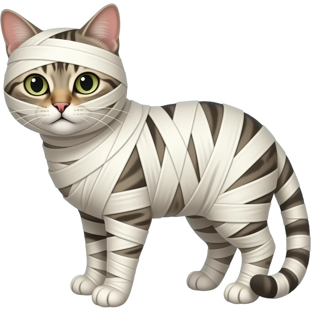 cat mummy  mcompletely covered with bandages emoji