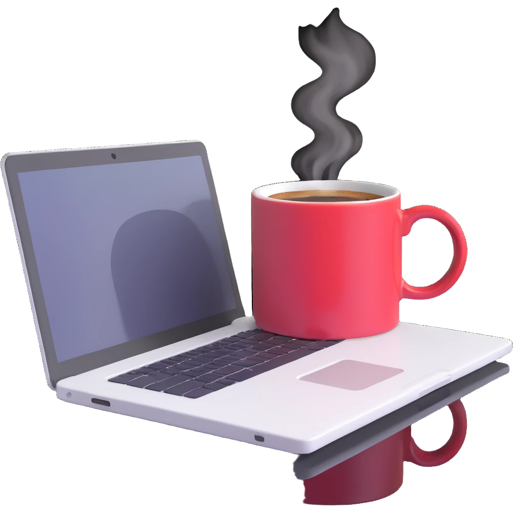 coffee and white laptop emoji