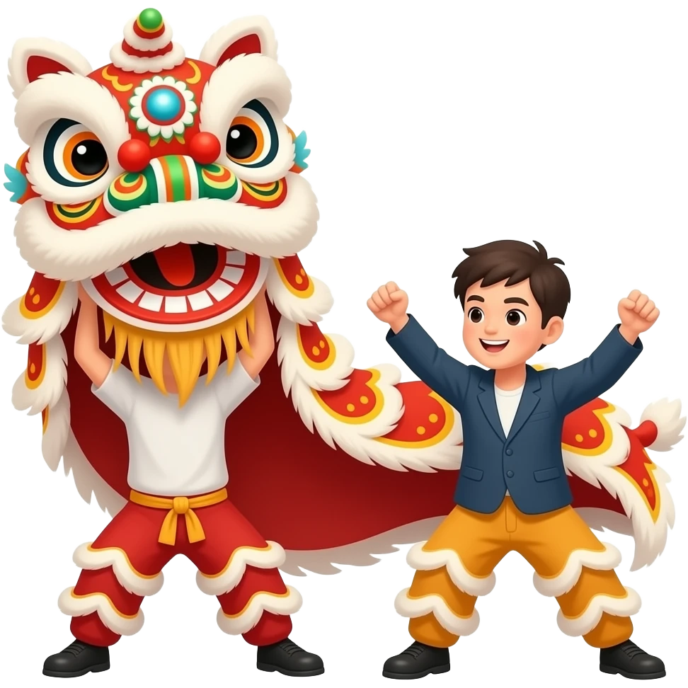 two people dancing lion dance emoji