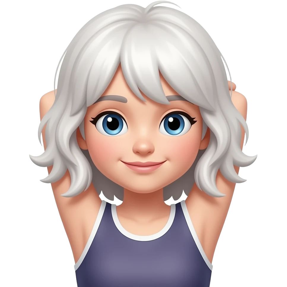 Stretching girl white brown hair emoji