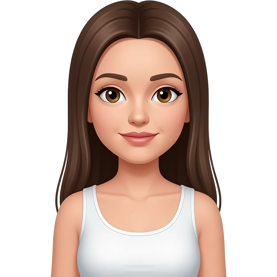 Girl with brown long straight hair and wearing a white tank top emoji