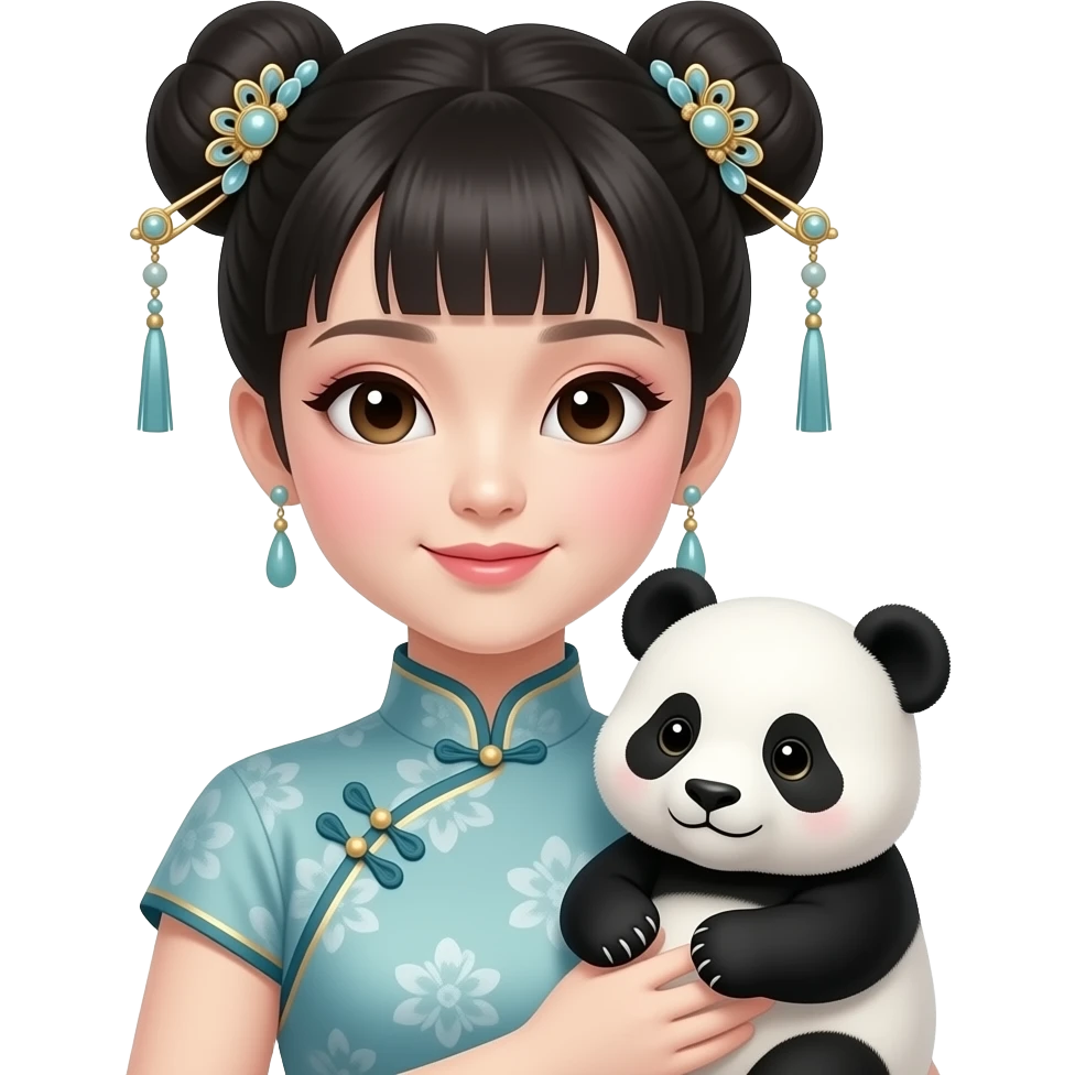 Chinese Princess with baby panda closeup emoji
