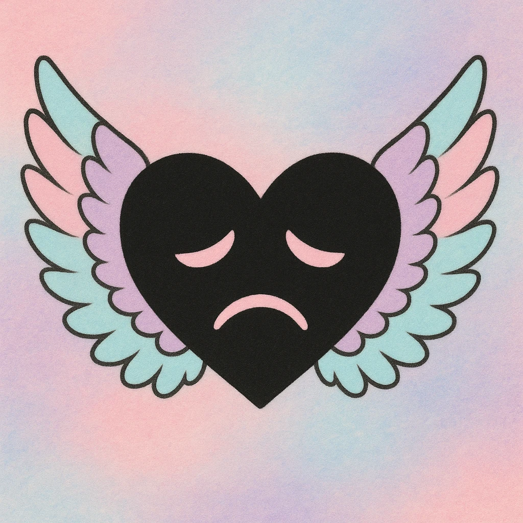 emo heart with pastel wings emoji
