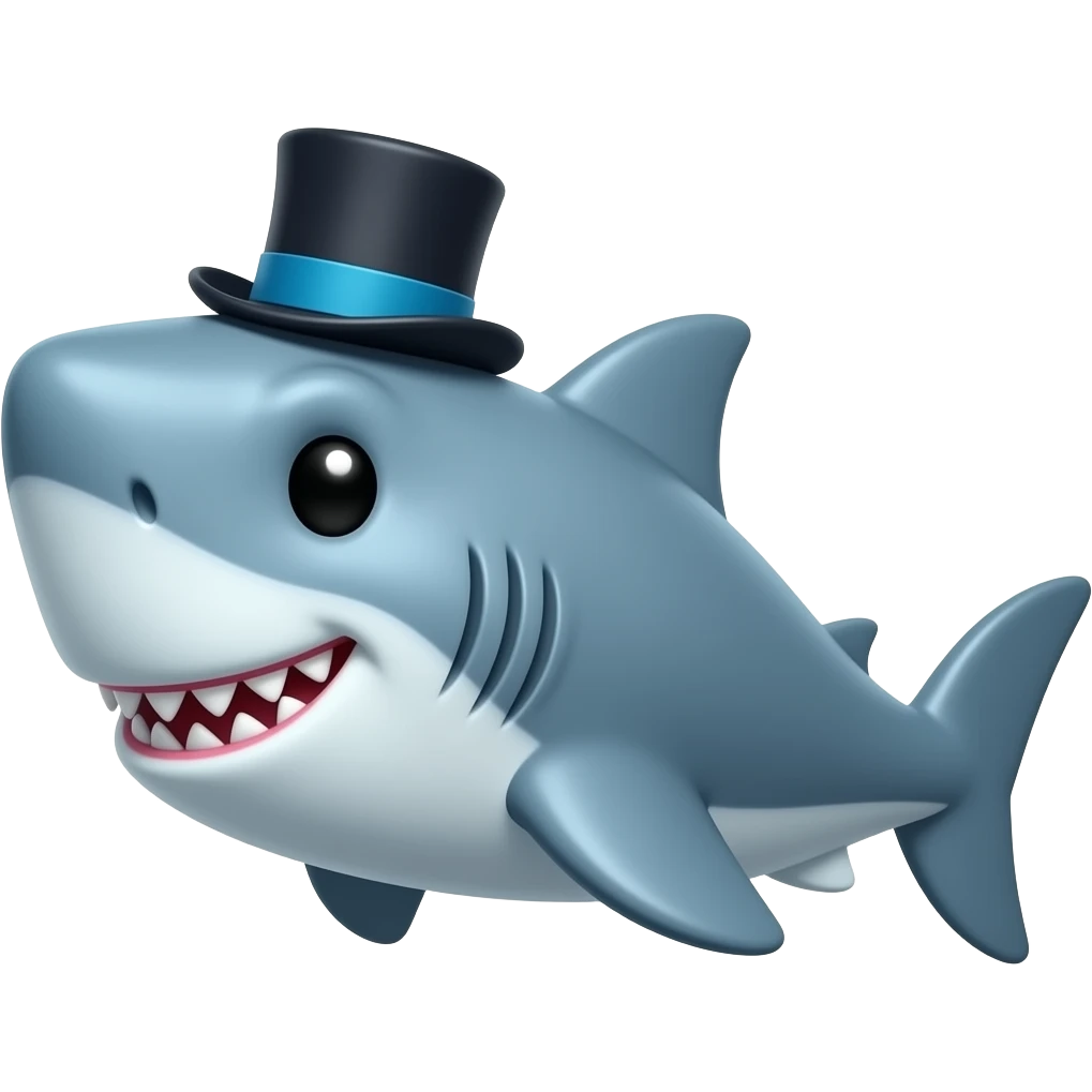 Shark with a top hat emoji