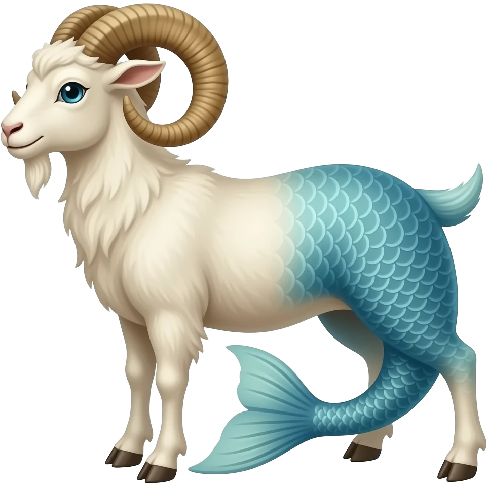 capricorn sea-goat, goat with front legs, no hind legs, fish tail emoji