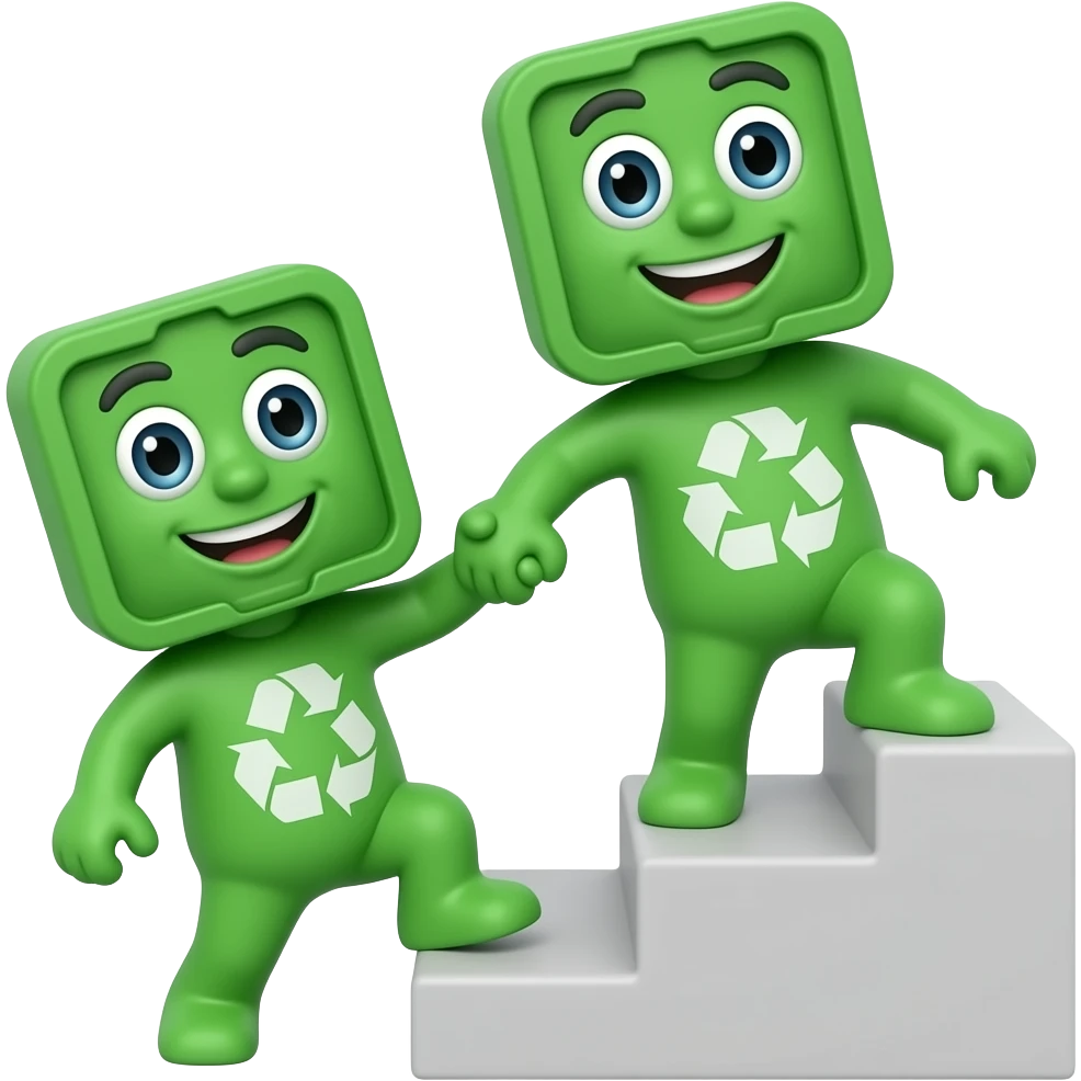 very simple recycling theme character pulling up another character from a ledge emoji