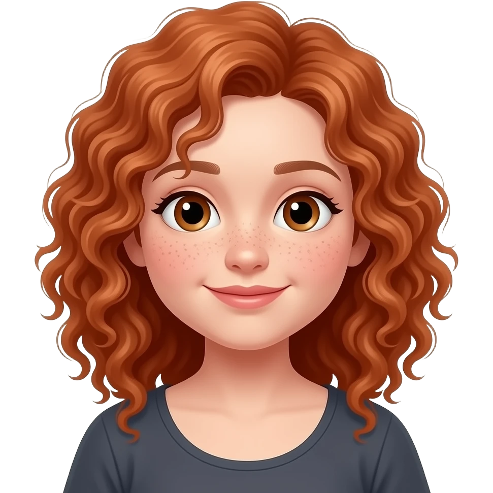 Fille rousse bouclés tâches de rousseur sumo emoji