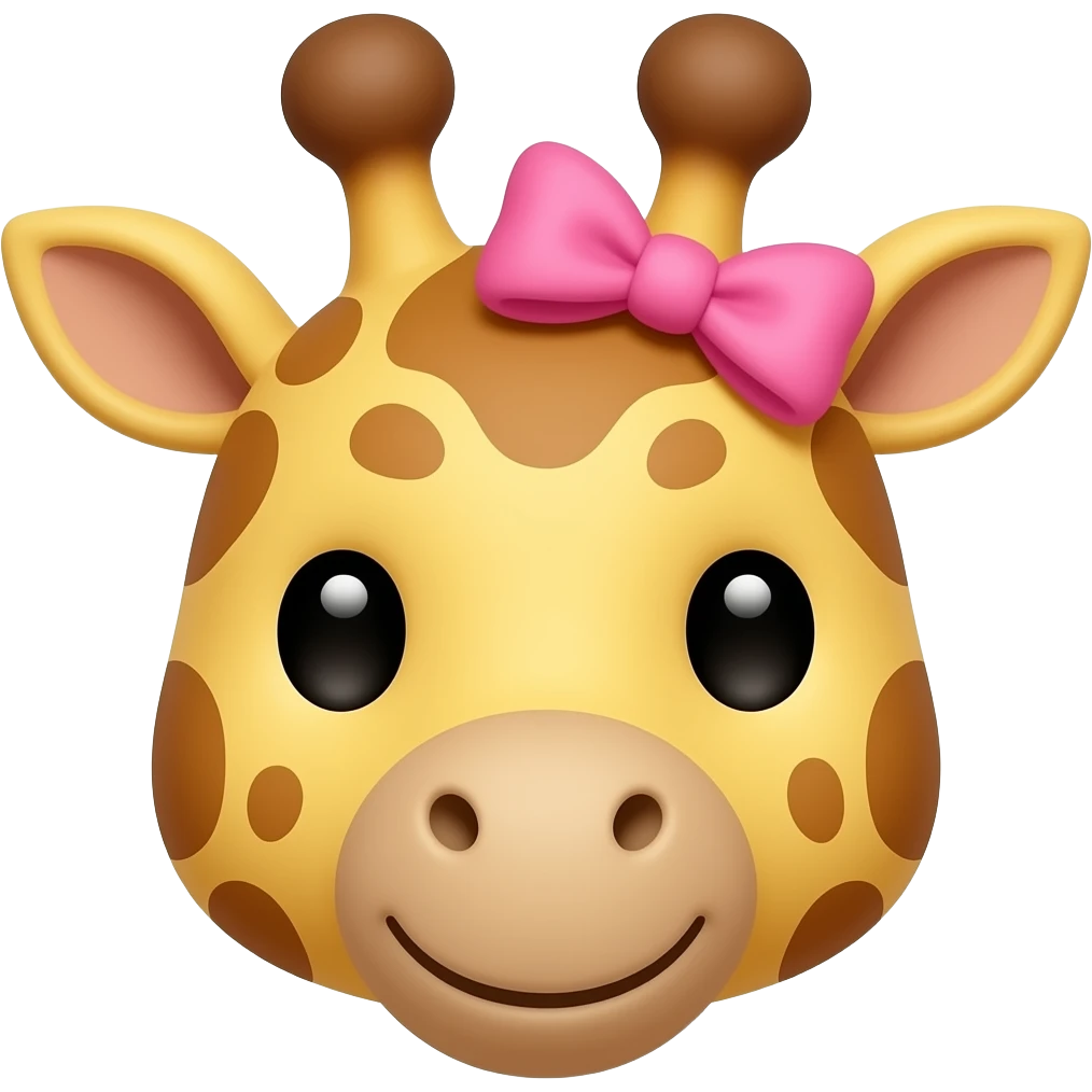 cute giraffee with a pink bow, just face emoji