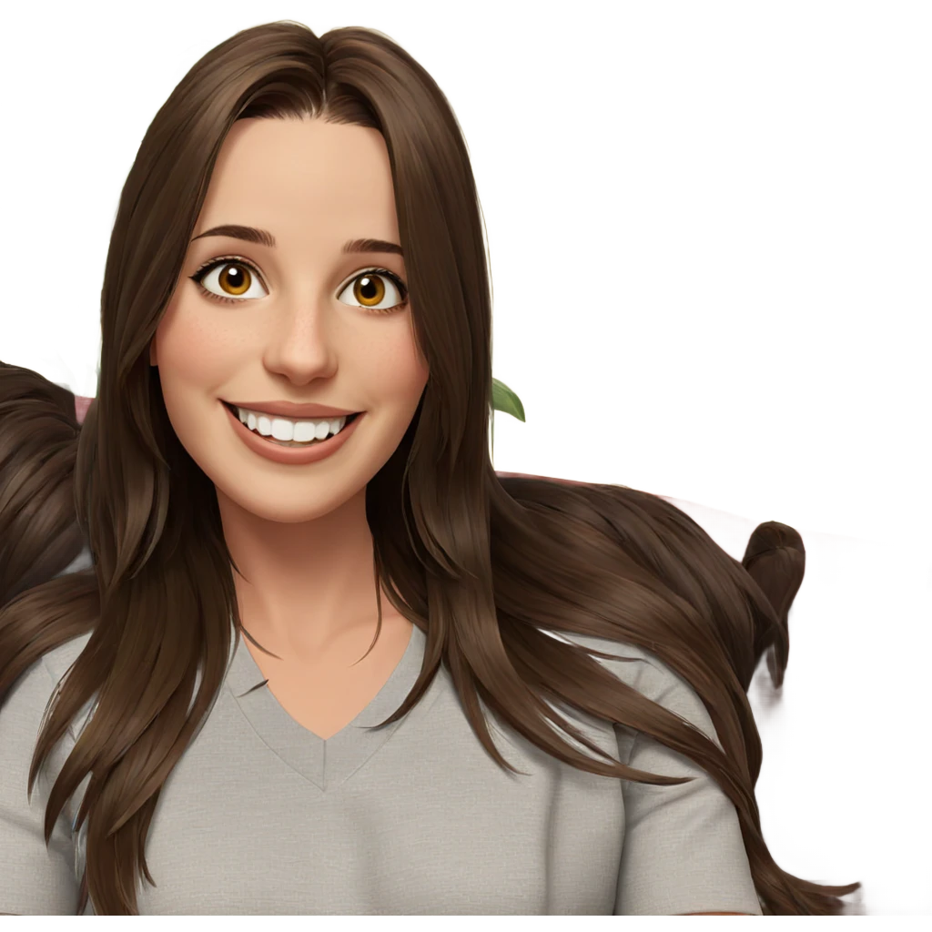 smiling girl with brown hair emoji