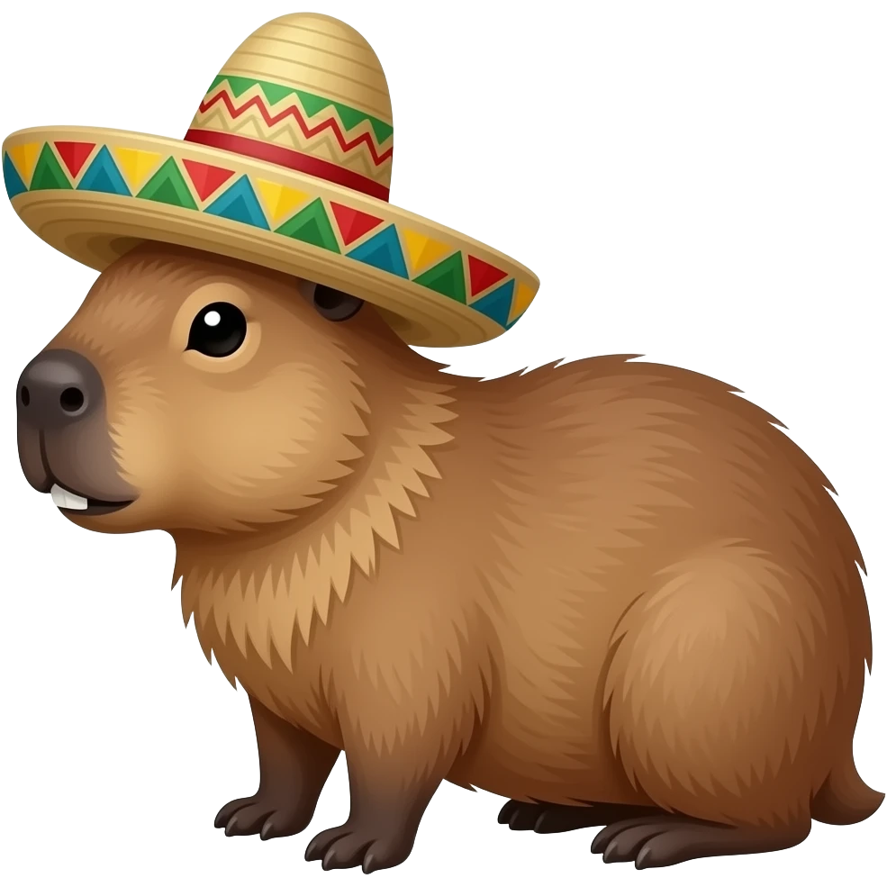 Capybara with a Mexico hat emoji