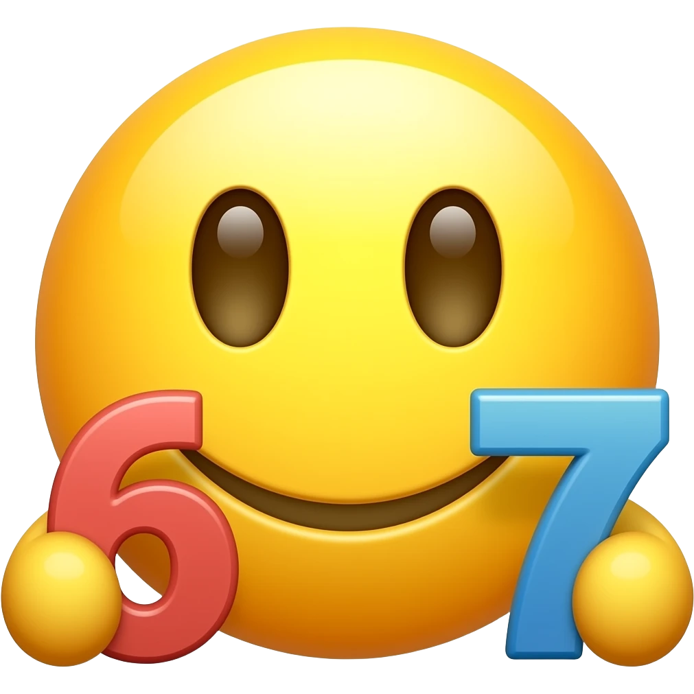 yellow emoji holding 6 and 7 numbers emoji