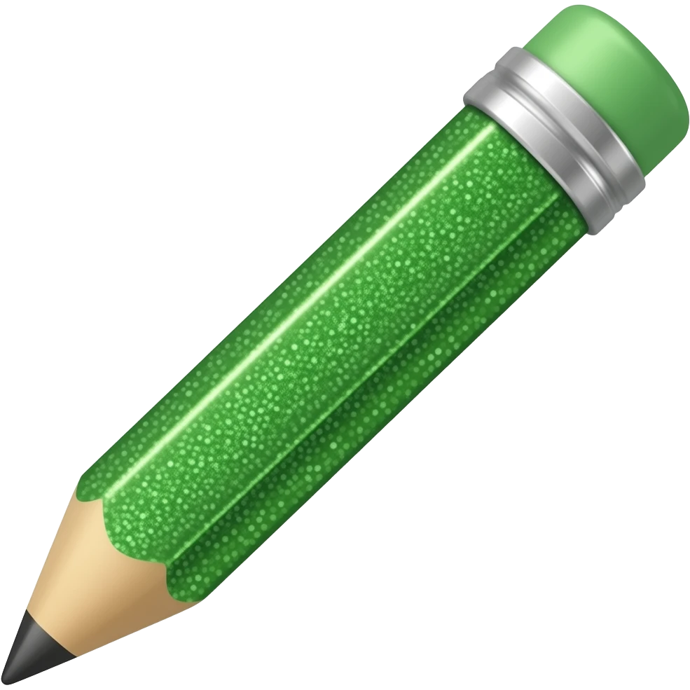 Sparkly green pencil emoji