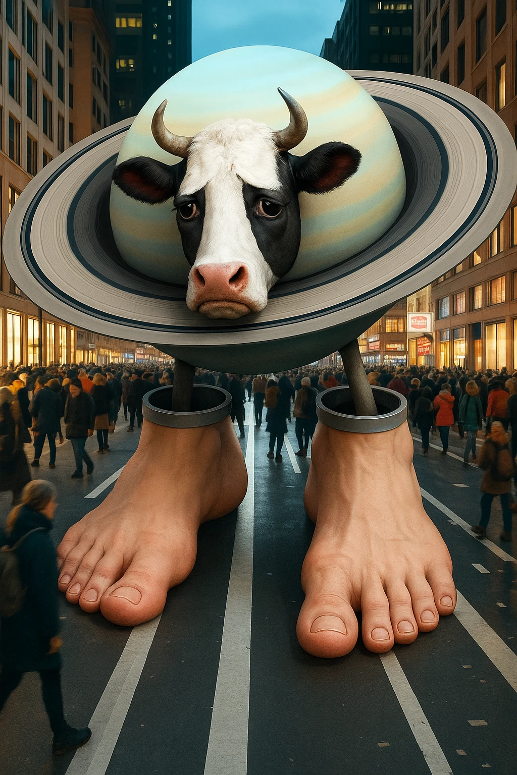 Change the cow's face to a sad expression while keeping the image quality and style the same as the original image. emoji
