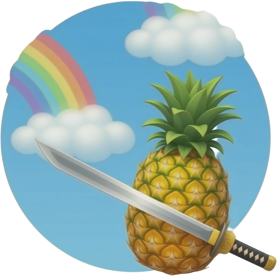A pineapple eating manganata nag insta katana blue casting rainbow skies emoji