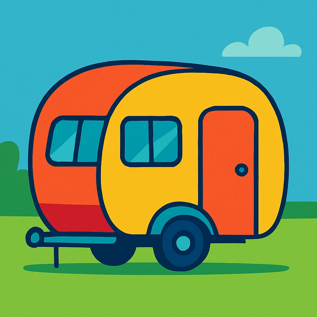 caravan in vibrant cartoon style emoji