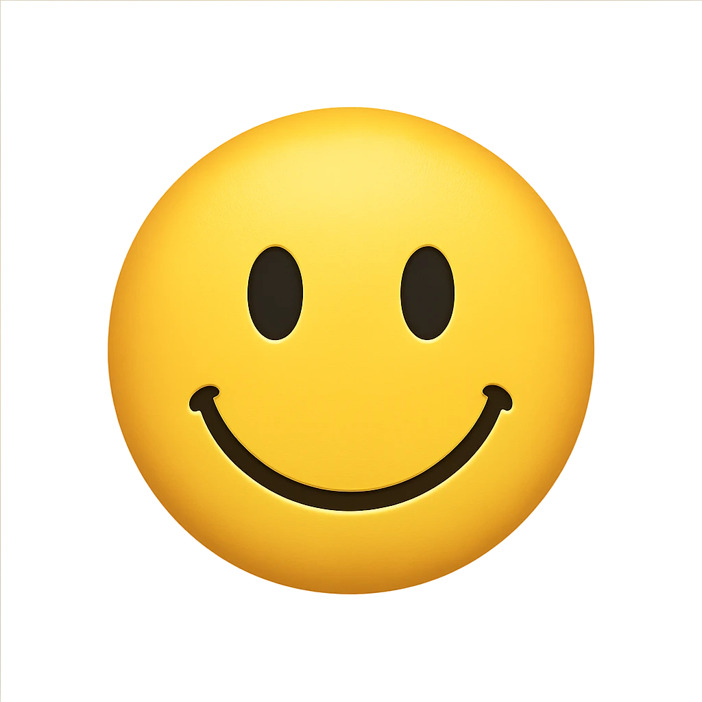 classic yellow smiley face emoji, simple, round, cheerful emoji