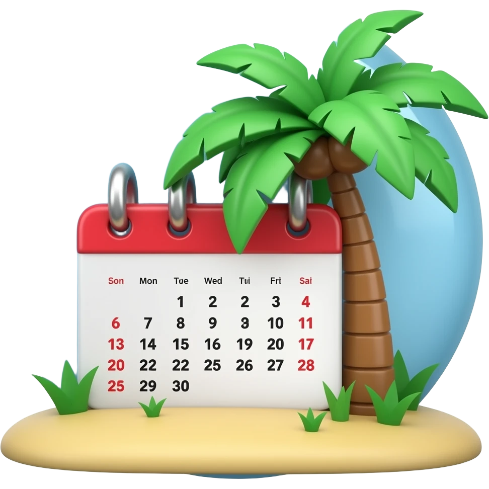 달력안에 야자수가 들어간 이모지 emoji