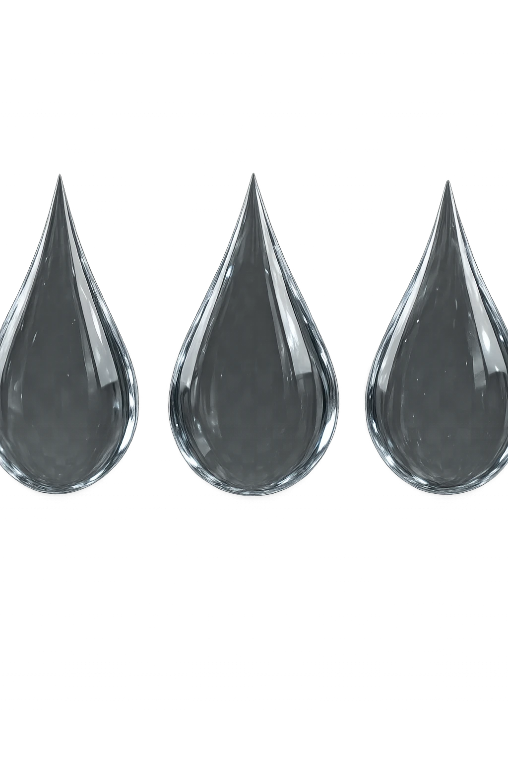 3 gocce di acqua 3d, iperrealistica 4k emoji