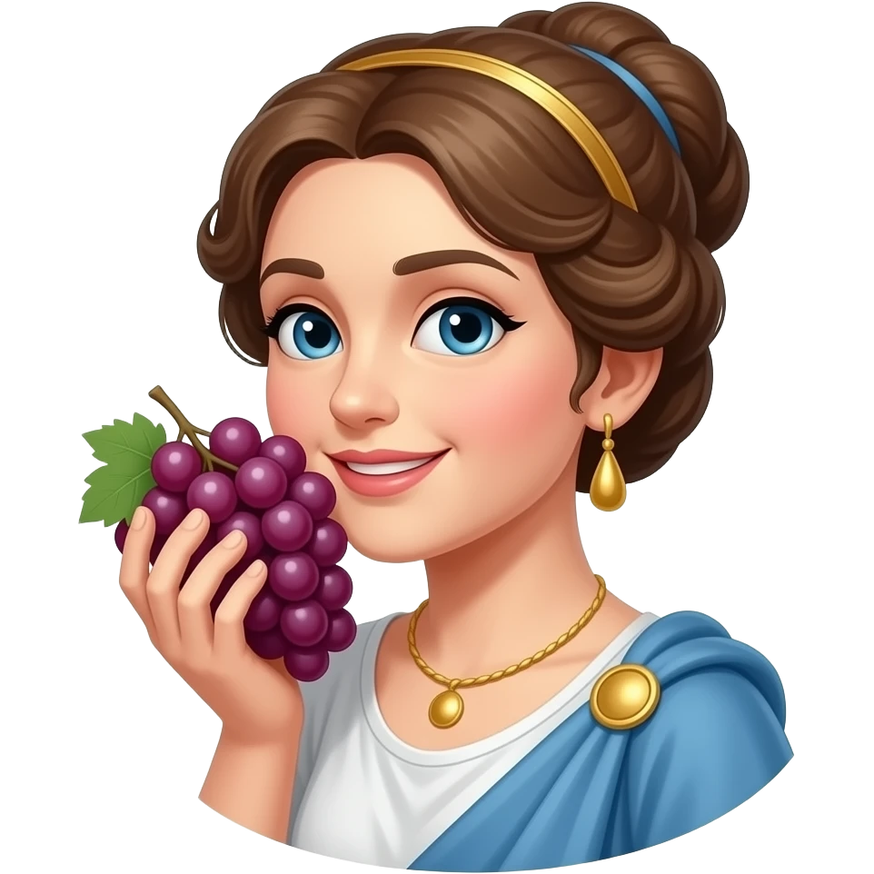 Sappho eat a bunch of grapes in her hand emoji