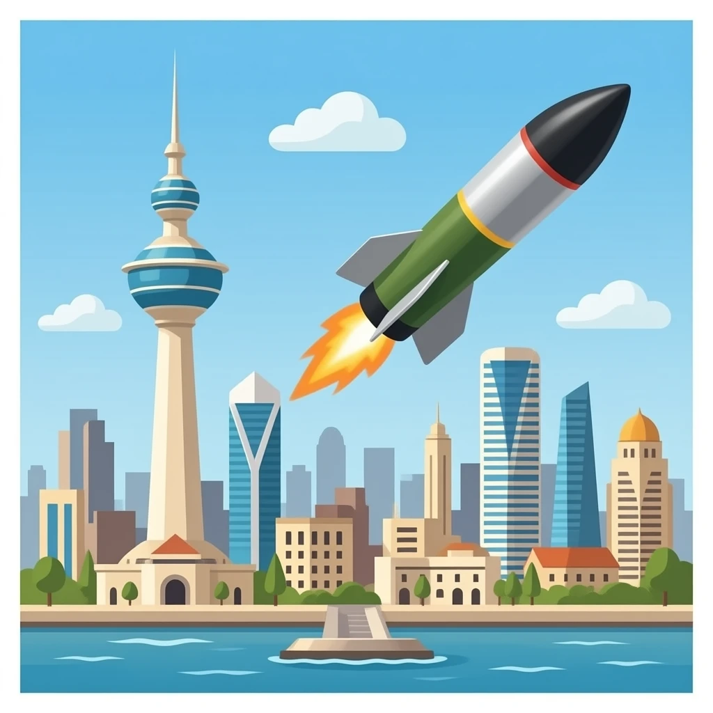 missiles Coming and falling in kuwait city emoji