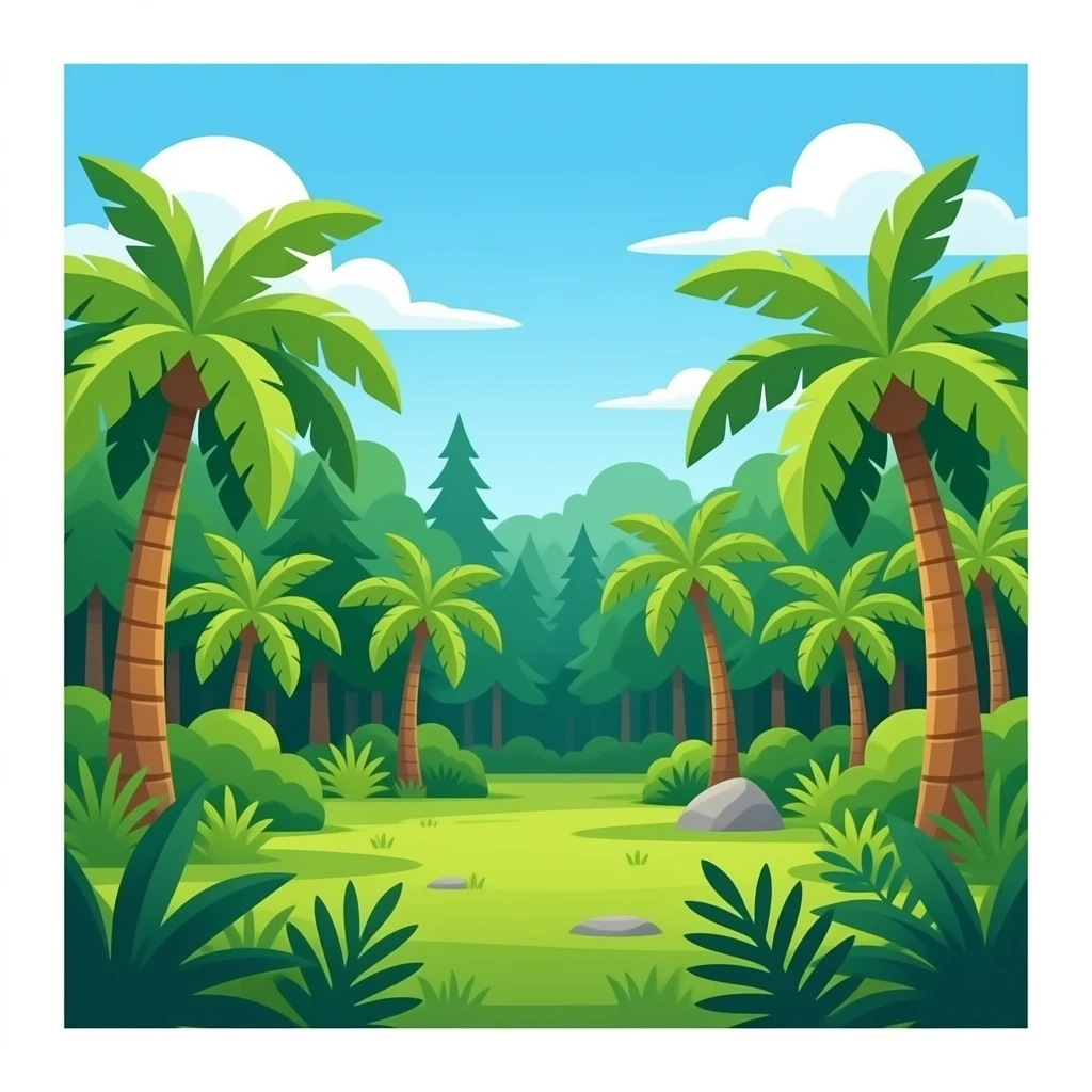 Cartoon jungle mix forest cartoon emoji