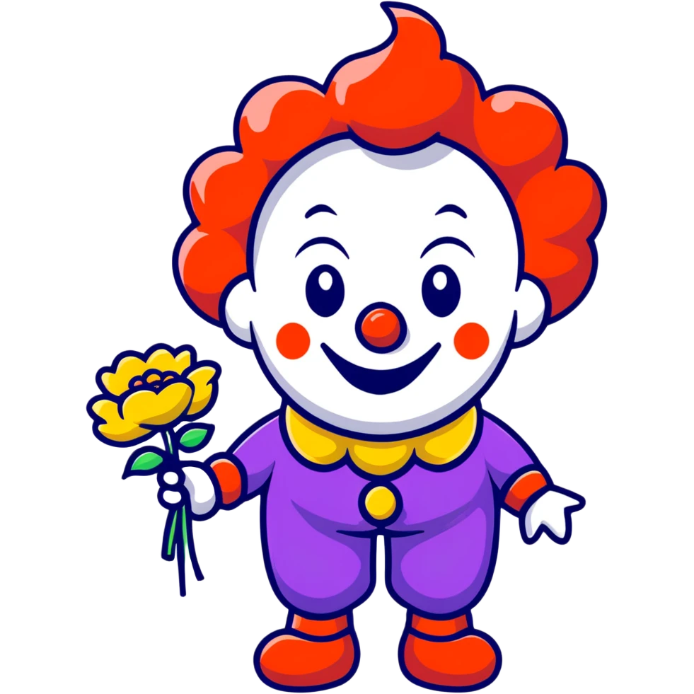 bright clown with flowers emoji