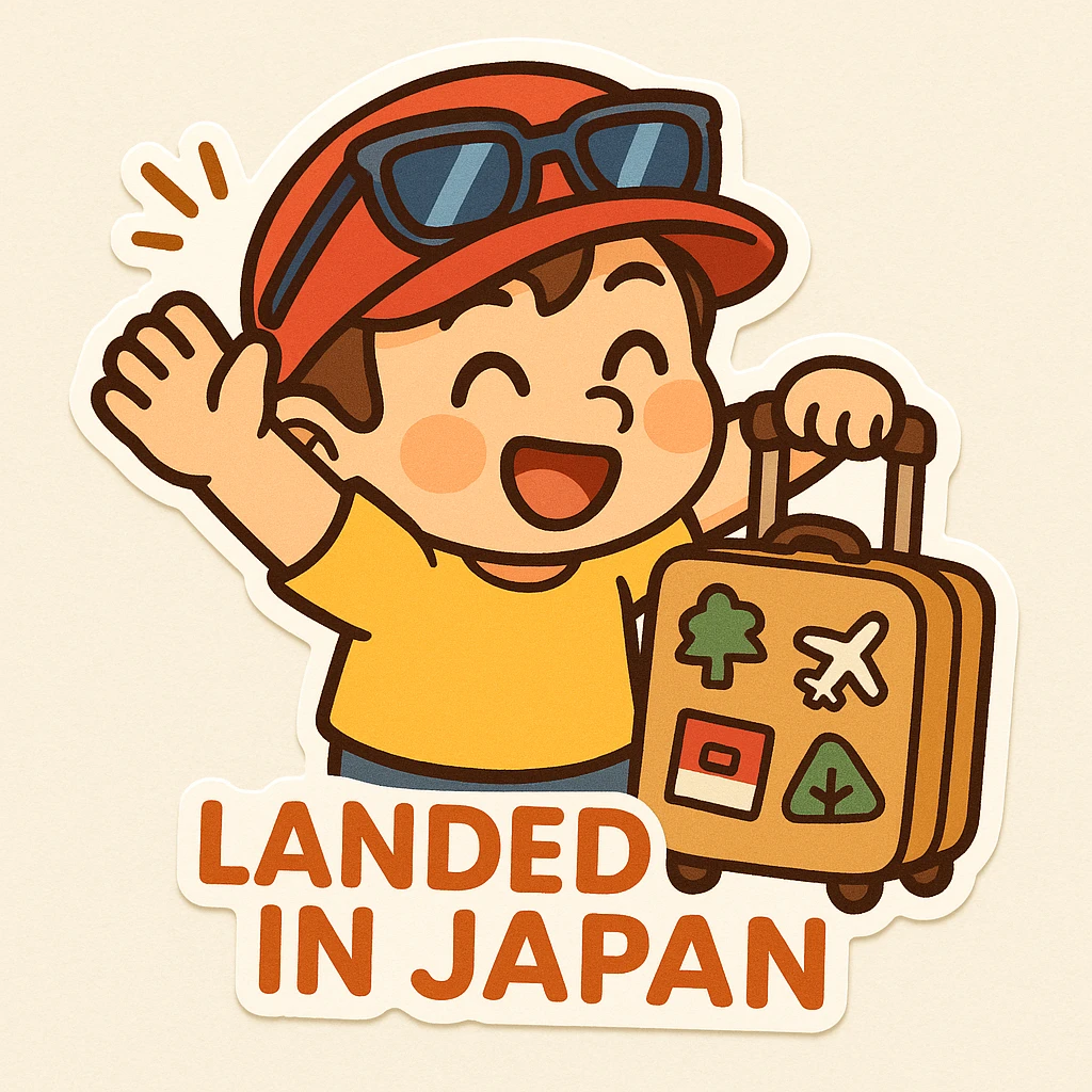sticker conmemorating landing in japan emoji