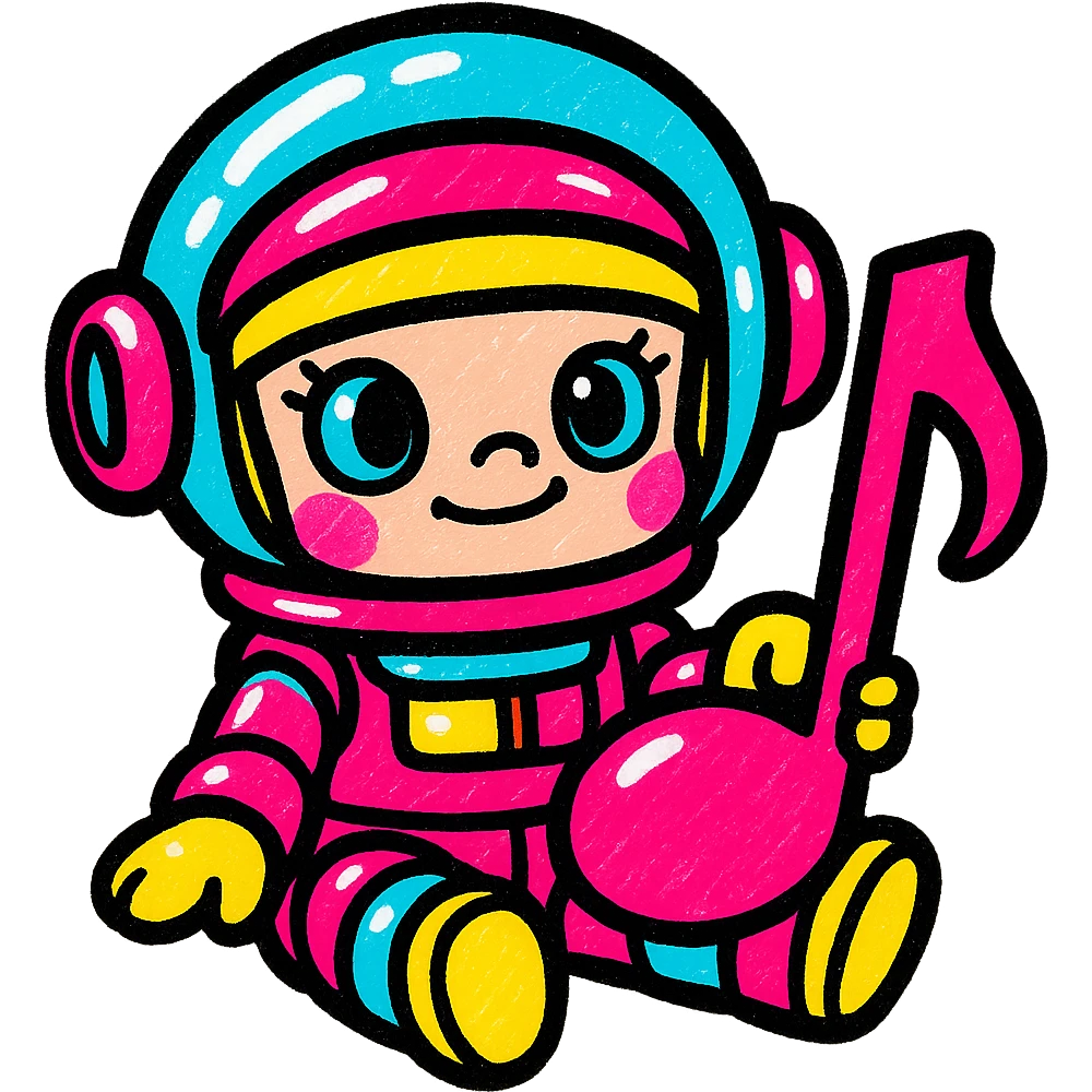 Popmart Space Molly as a Rednote emoji, sitting pose, holding a large red note, shiny spacesuit, adorable and lively emoji