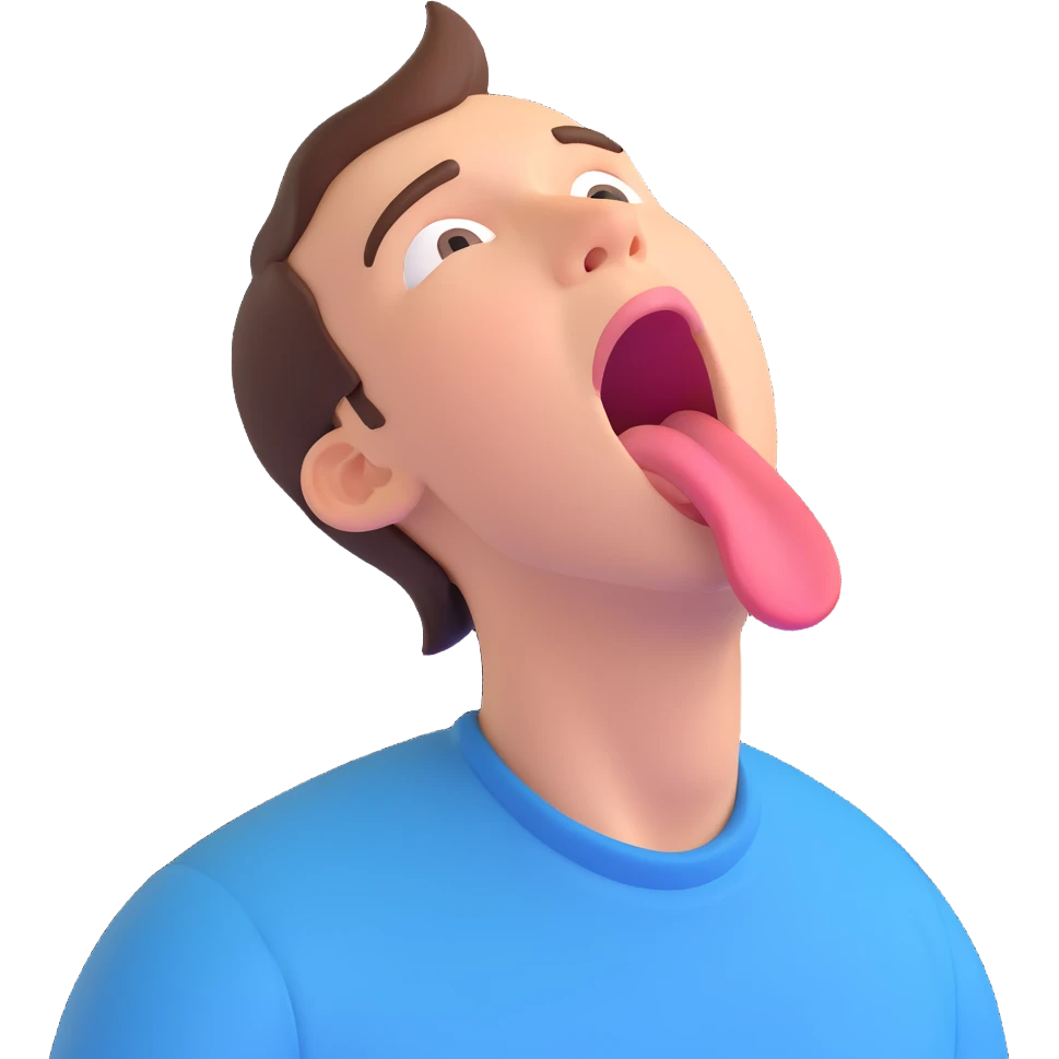 realistic emoji of a man sticking out his tongue and looking up to the sky emoji