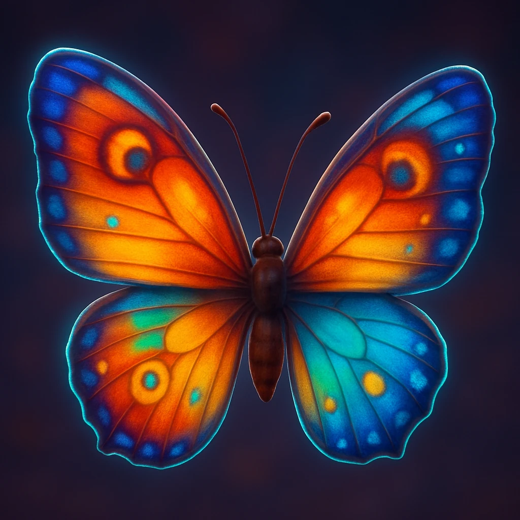 Bright butterfly wings.  realistic cartoony 3d emoji