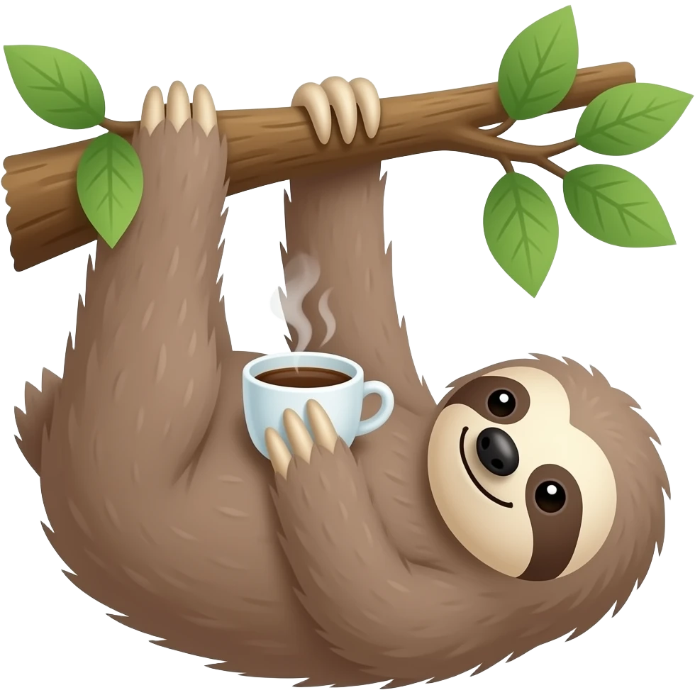 sloth tree morning coffee hanging emoji