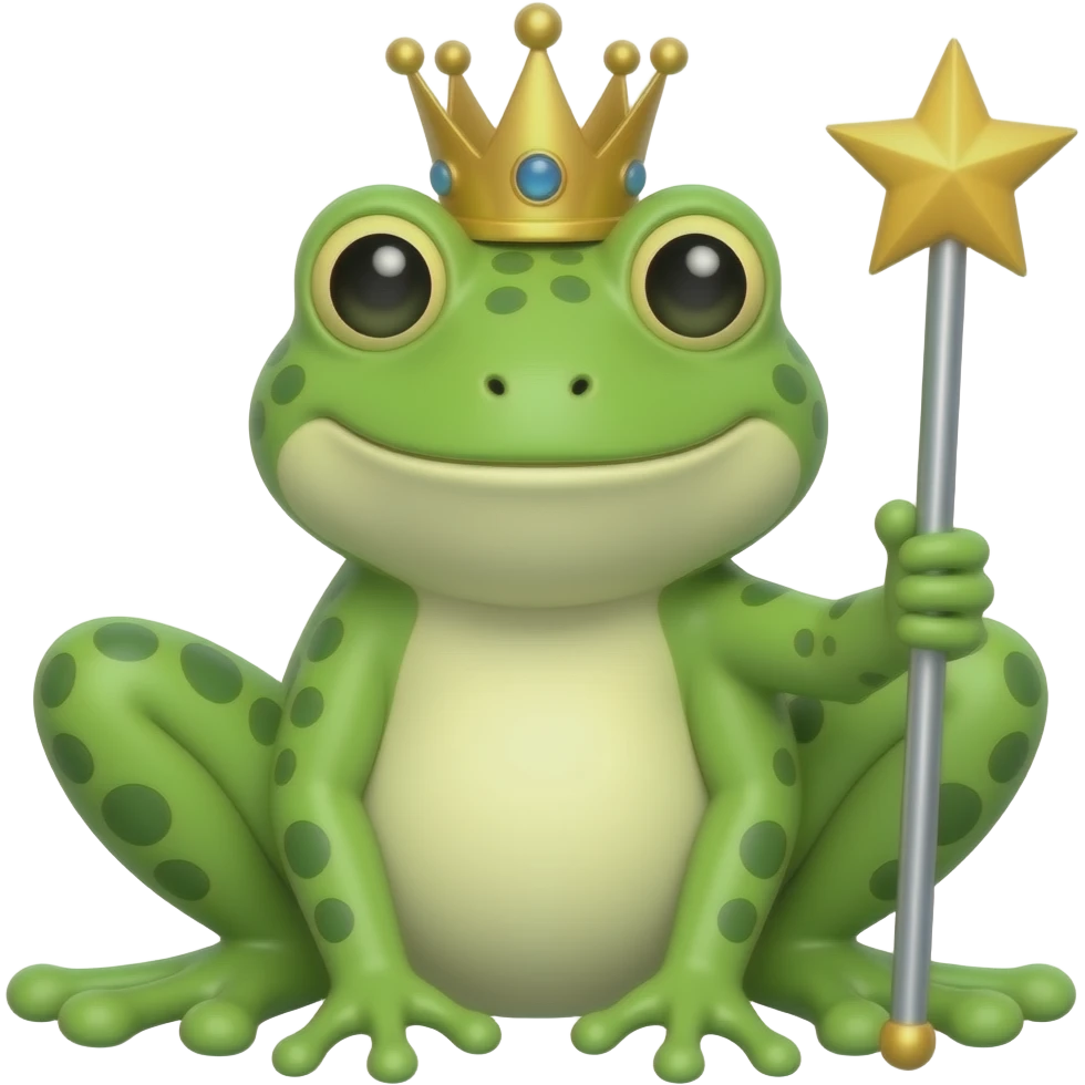 sapo con corona y una varita emoji