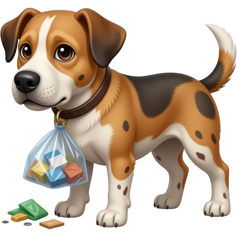 Cachorro de rua mendigo sujo fedido com lixo sem coleira emoji