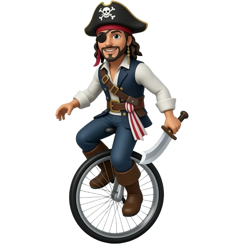 pirate riding a one wheel emoji