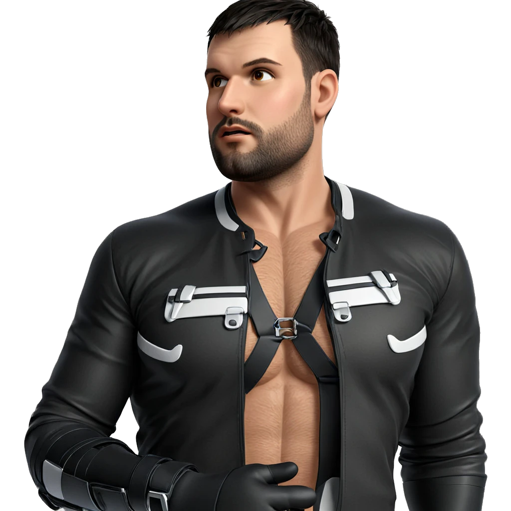 muscular male in stylish harness emoji