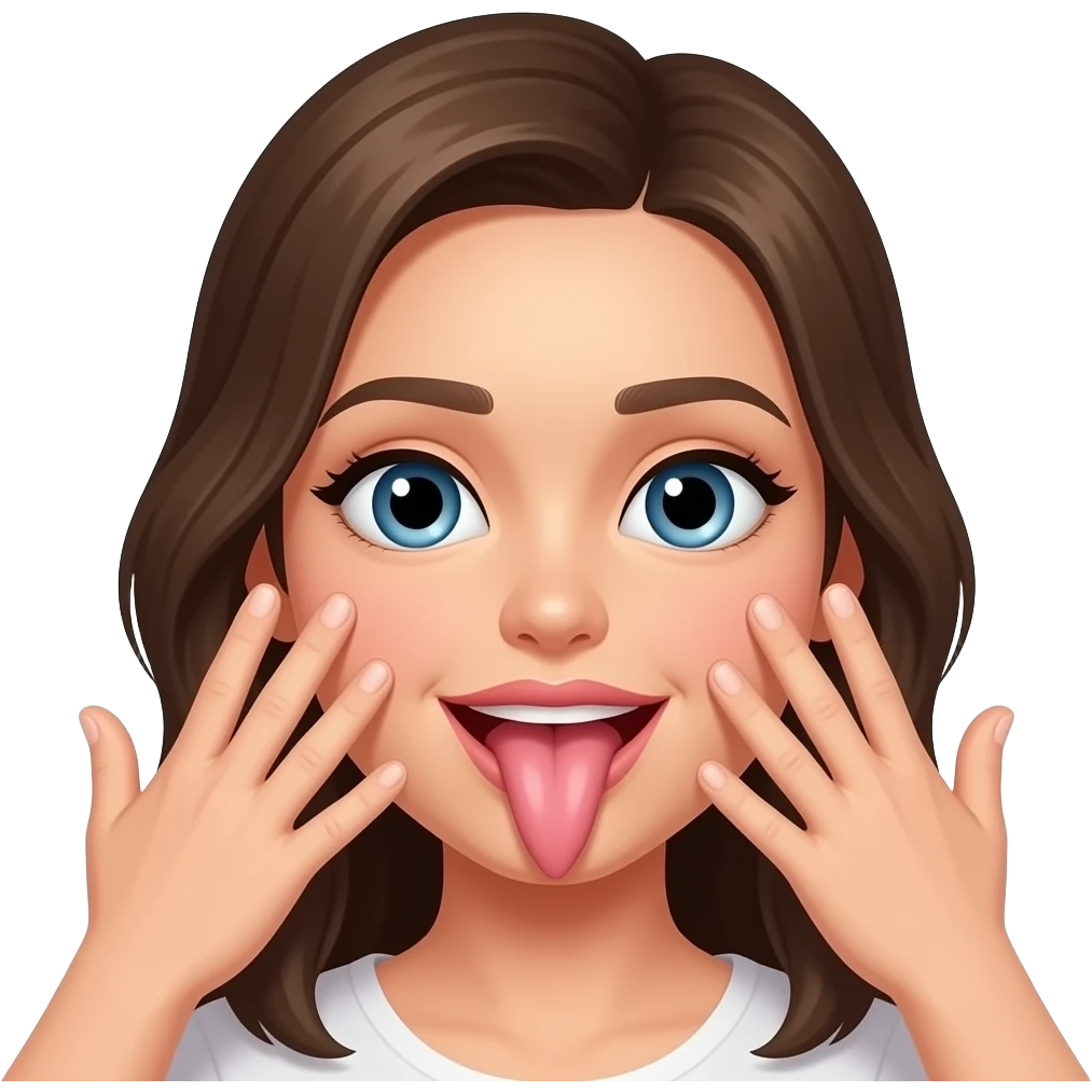 Penis fully inserted into pretty mouth with balls slapped across her face emoji
