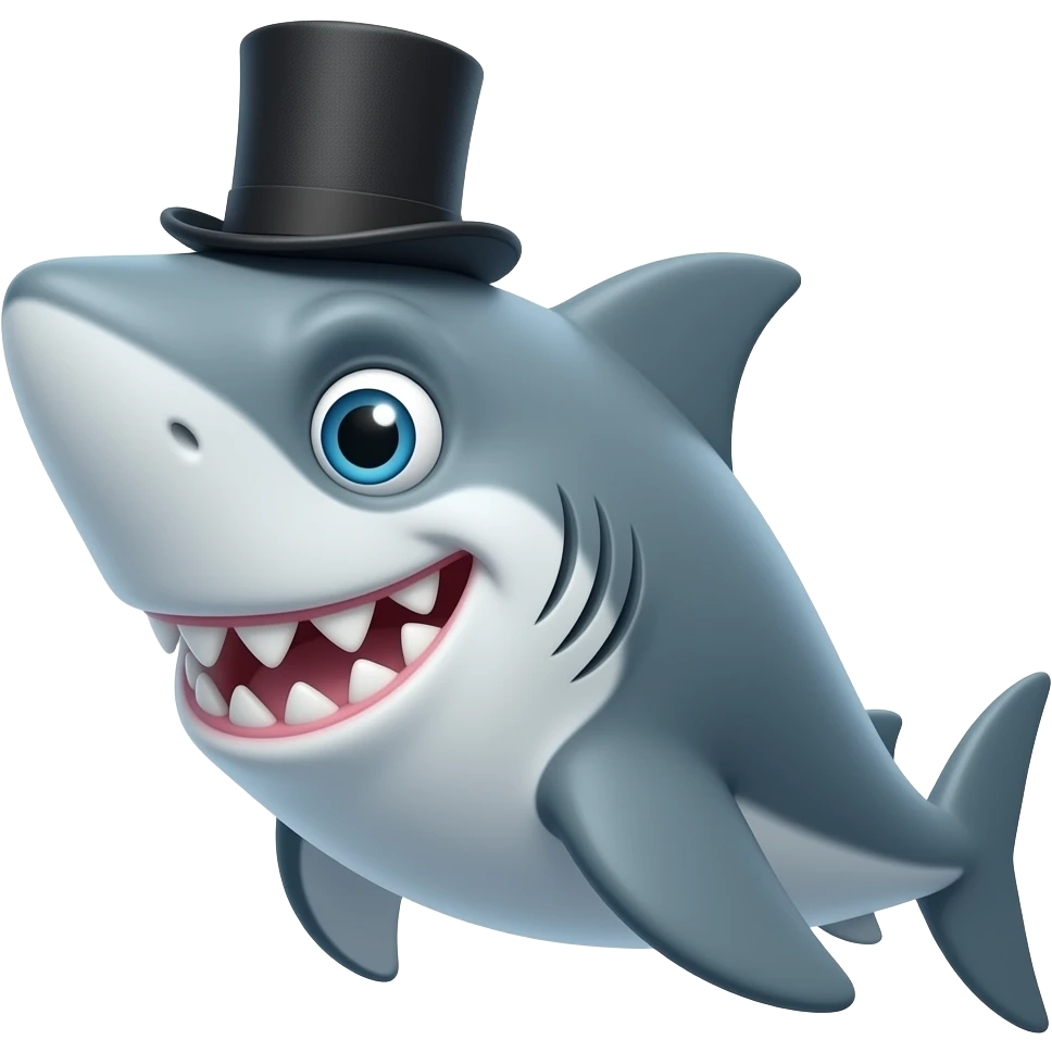 Shark with a top hat emoji