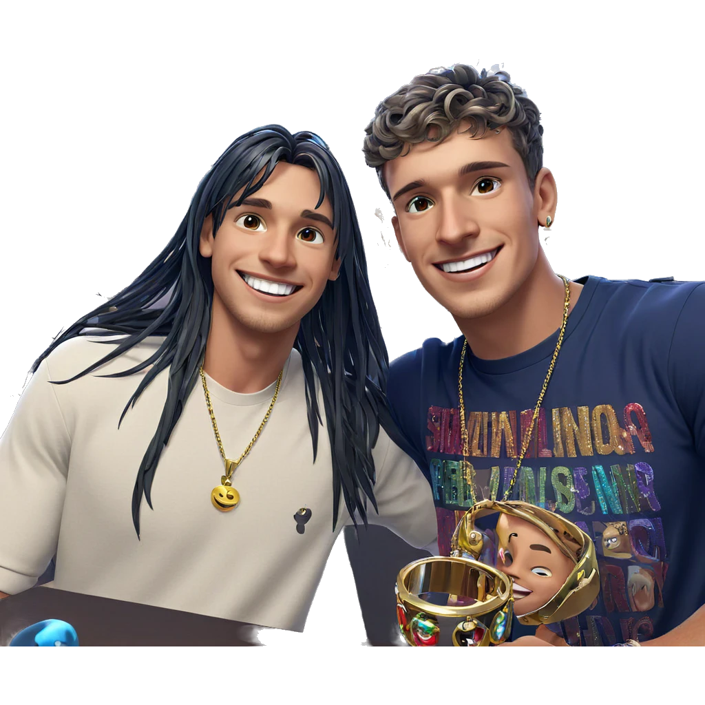 smiling boys with jewelry indoors emoji