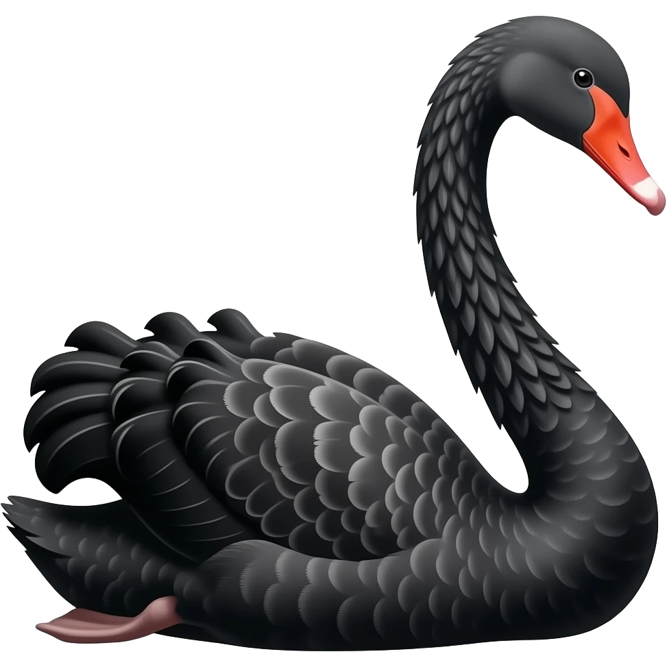 Black swan empjie just like the white one but in black and the head facing the right emoji